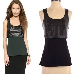 Ramy Brook Black Leather Rayon Sleeveless Tank Top XS